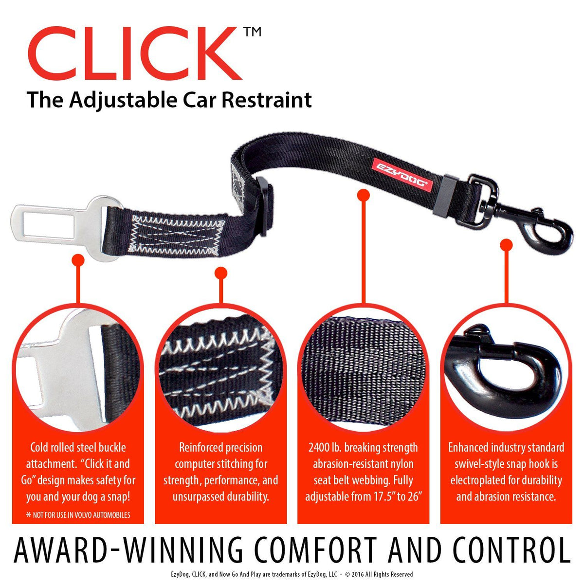 EzyDog Click Adjustable Seat Belt Protective Seat Covers