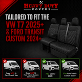 'Heavy Duty Covers' Ford Transit Custom2024+ Leatherette Seat Covers