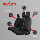 Ford Transit Custom 2013-2023 Compatible Seat Covers Tailored by Heavy Duty Covers